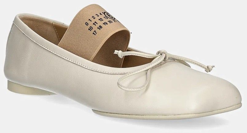 Kožené balerínky MM6 Maison Margiela béžová farba, S59WZ0099