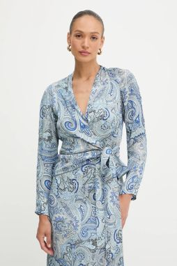 Blúzka Marciano Guess ALANIS modrá farba, vzorovaná, 5YGH11 7298A