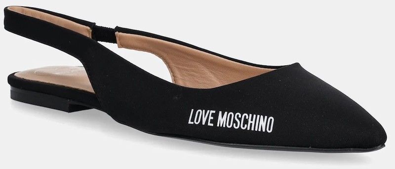 Baleríny Love Moschino čierna farba, s otvorenou pätou, JA11021G1NIM0000