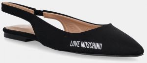 Baleríny Love Moschino čierna farba, s otvorenou pätou, JA11021G1NIM0000