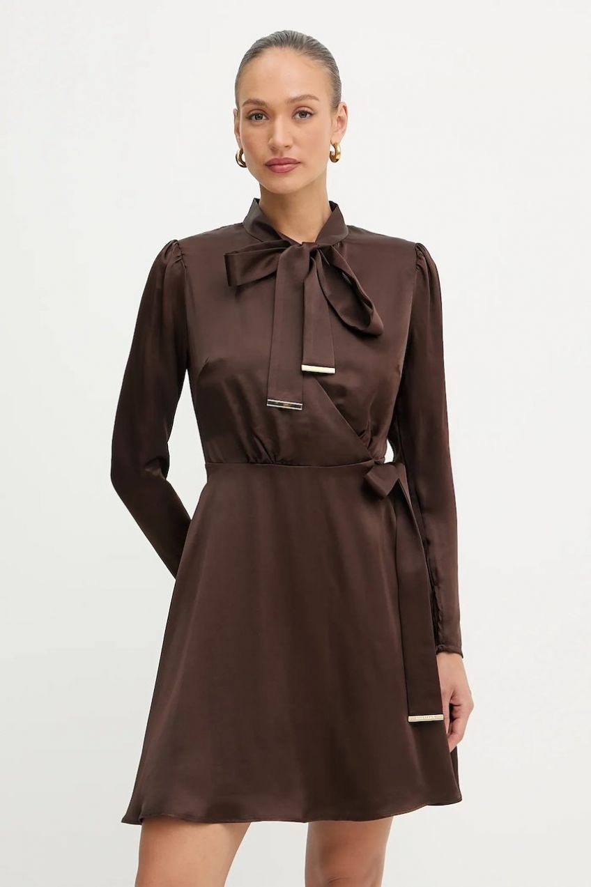 Šaty Marciano Guess ALANIS hnedá farba, mini, áčkový strih, 5YGK28 7350A