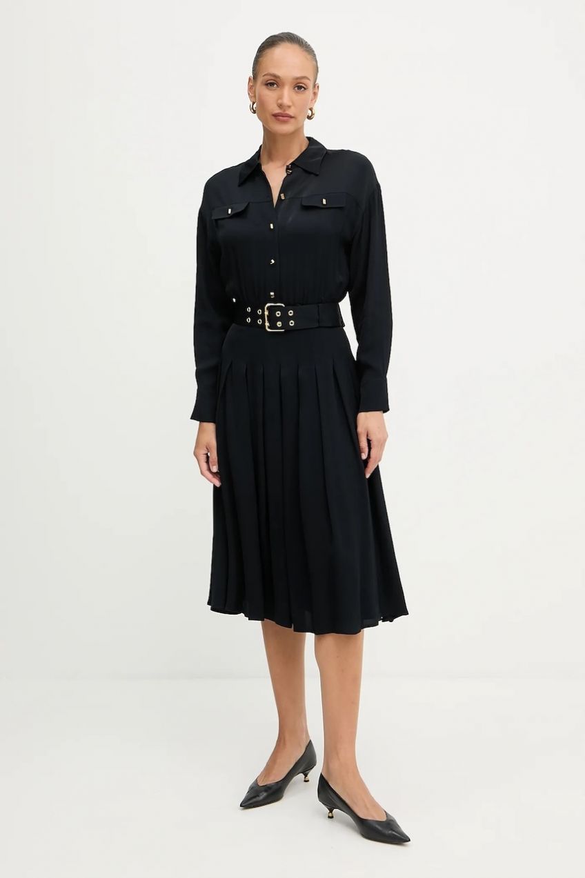 Šaty Marciano Guess ANITA čierna farba, midi, áčkový strih, 5YGK32 7356A
