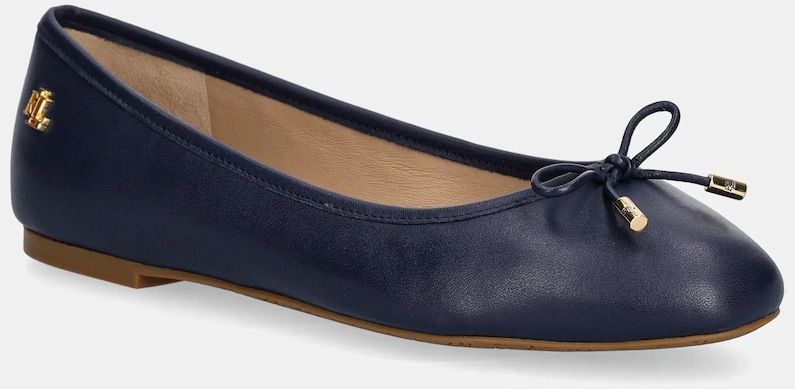 Kožené balerínky Lauren Ralph Lauren Jayna tmavomodrá farba, 802940728004