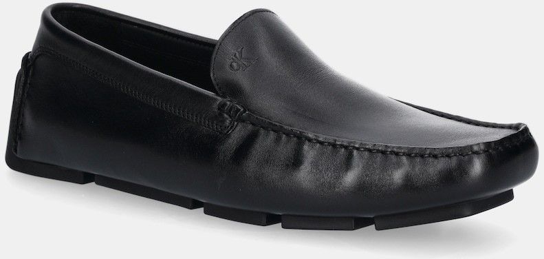 Kožené mokasíny Calvin Klein DRIVER LTH čierna farba, HM0HM01864