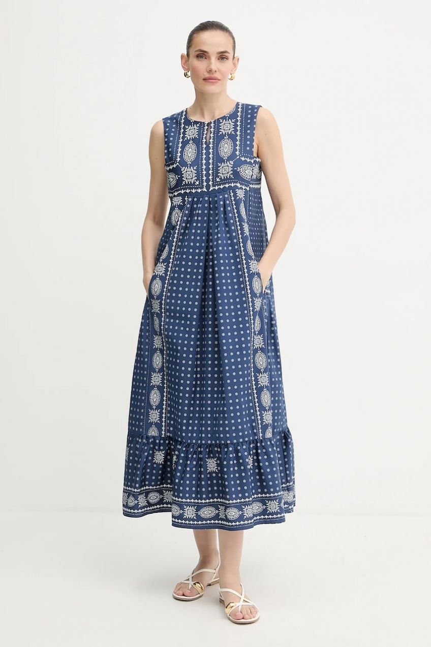 Šaty Weekend Max Mara MANILA tmavomodrá farba, maxi, áčkový strih, 2525226021600
