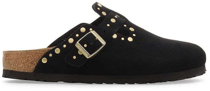Semišové šľapky Birkenstock Boston Rivet čierna farba, 1030491