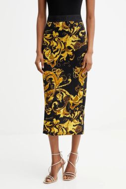 Sukňa Versace Jeans Couture čierna farba, midi, puzdrová, 79HAE806 JS500