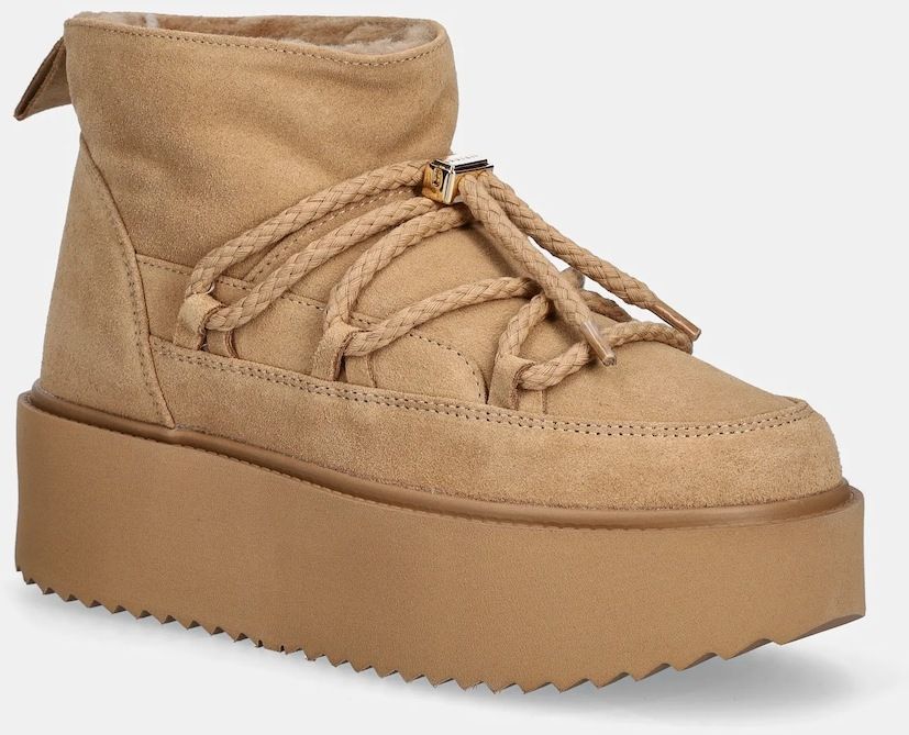 Semišové snehule Inuikii Classic Low Platform béžová farba, 1001.006.0012.251
