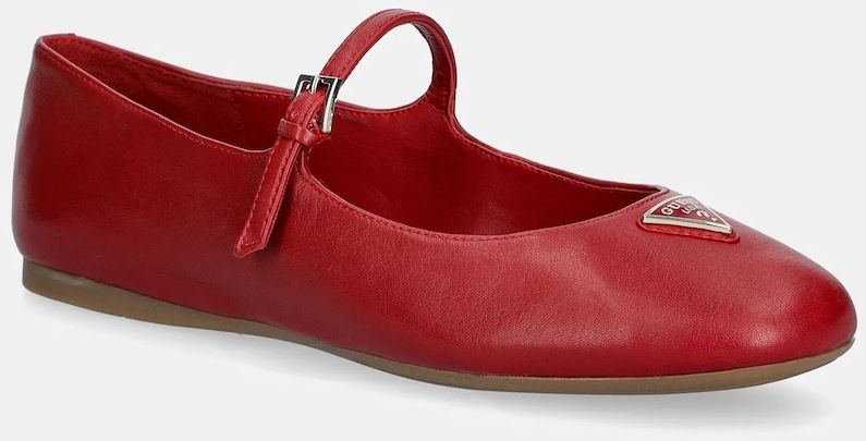 Kožené balerínky Guess KALIDA červená farba, FLTKLD LEA02