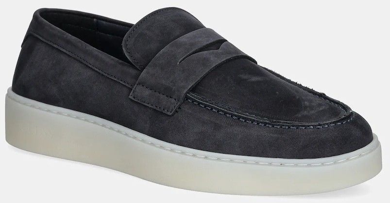 Nubukové mokasíny Guess RICKY MOC tmavomodrá farba, FMTRIC LEA14