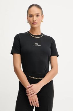 Bavlnené tričko Elisabetta Franchi dámske, čierna farba, MA02856E2