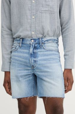 Rifľové krátke nohavice Calvin Klein Jeans modrá farba, LV04RB787G