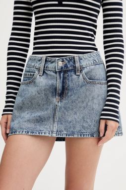 Rifľová sukňa Hollister Co. modrá farba, mini, puzdrová, KI343-5100