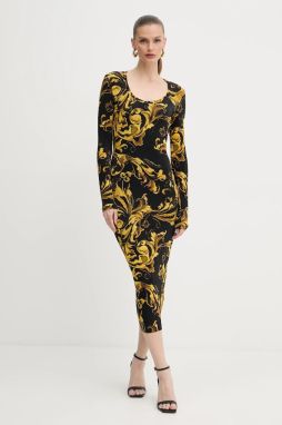 Šaty Versace Jeans Couture čierna farba, midi, priliehavé, 79HAO920 JS500