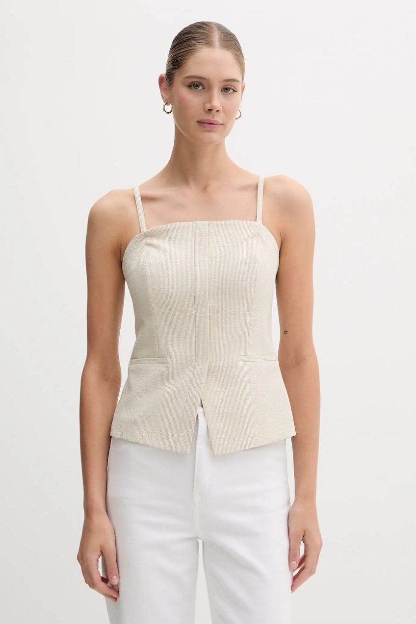 Blúzka Dkny béžová farba, UD5JS043