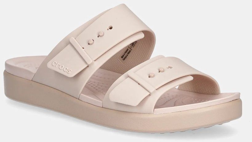Šľapky Crocs Brooklyn Buckle Low ružová farba, na platforme, 211215
