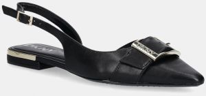 Kožené balerínky Dkny Clemma čierna farba, s otvorenou pätou, K3590639