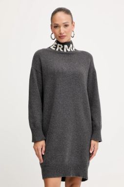 Vlnené šaty Ermanno Scervino šedá farba, mini, oversize, 57TQ026EO1