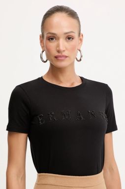 Bavlnené tričko Ermanno Scervino dámske, čierna farba, 57TL012EE2R