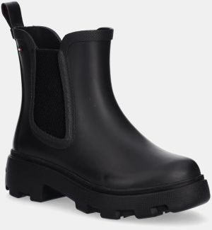 Gumáky Tommy Hilfiger RUBBER FLAG CLEATED RAINBOOT čierna farba, FW0FW08637
