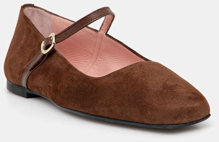 Semišové baleríny Pretty Ballerinas Camille hnedá farba, 52217_002