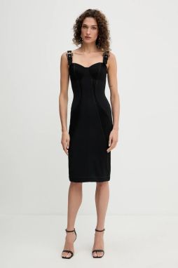 Šaty Versace Jeans Couture čierna farba, midi, priliehavé, 79HAO94M DT037