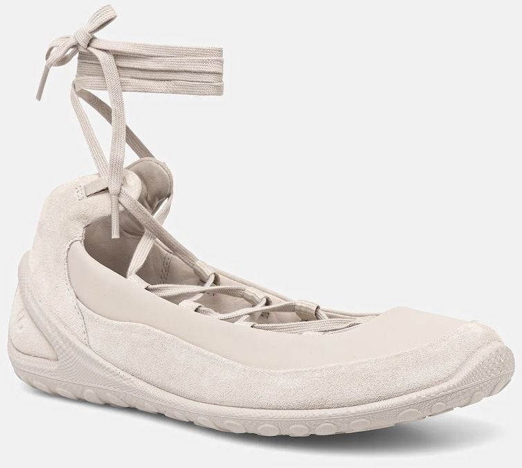 Kožené balerínky Ecco BIOM Lite Lace-Up béžová farba, 802453-58261