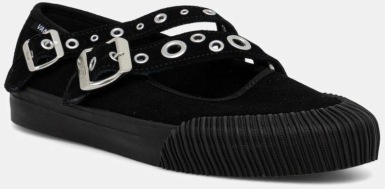 Semišové baleríny Vans Mary Jane Straps čierna farba, VN000D9ABLA1