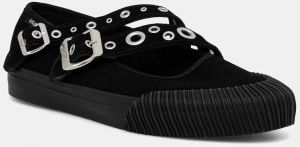 Semišové baleríny Vans Mary Jane Straps čierna farba, VN000D9ABLA1