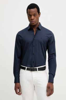 Košeľa Trussardi tmavomodrá farba, slim, s klasickým golierom, 5004N000006N