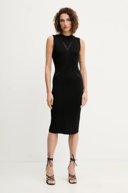 Šaty Marciano Guess COURTNEY čierna farba, midi, priliehavé, 5YGK18 5876Z