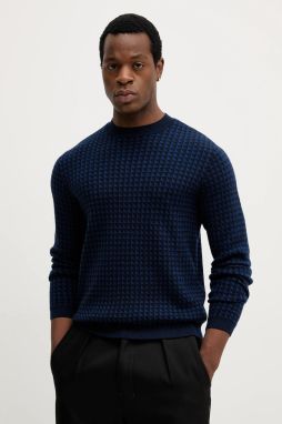 Vlnený sveter Emporio Armani tmavomodrá farba, ľahký, EM001989 AF14199