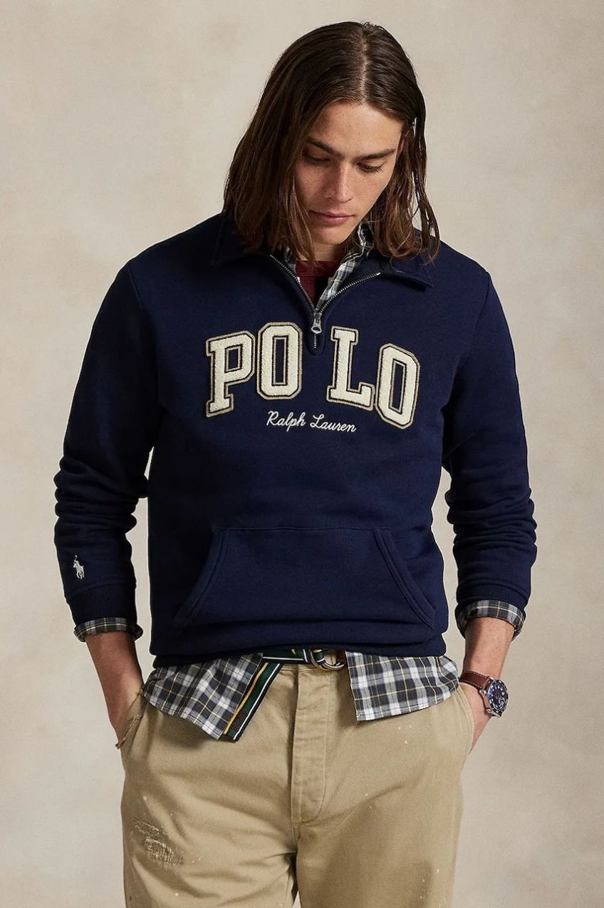 Mikina Polo Ralph Lauren tmavomodrá farba, s nášivkou, 710981150