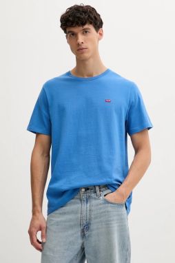 Bavlnené tričko Levi's pánske, modrá farba, jednofarebné, 56605