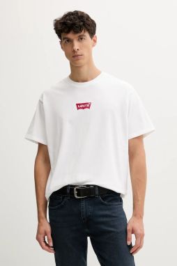 Bavlnené tričko Levi's pánske, biela farba, s nášivkou, 87373