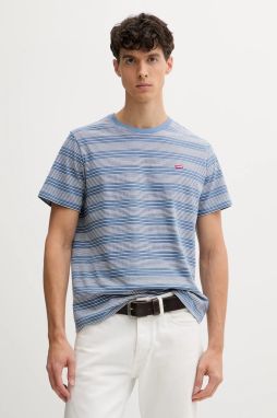 Bavlnené tričko Levi's pánske, modrá farba, vzorované, 56605