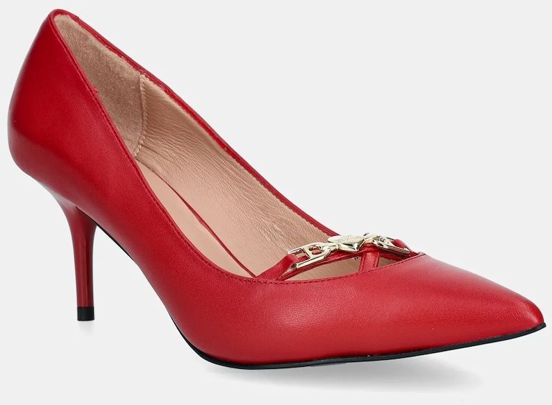 Kožené lodičky Love Moschino červená farba, JA10277G1NIA0500