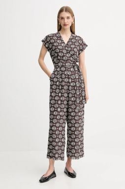 Hodvábny overal Weekend Max Mara ARIZONA hnedá farba, v výstrih, 2525246021600