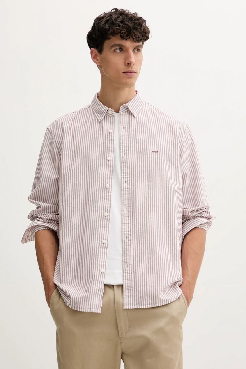 Bavlnená košeľa Levi's bordová farba, voľný strih, s golierom button-down, A7210