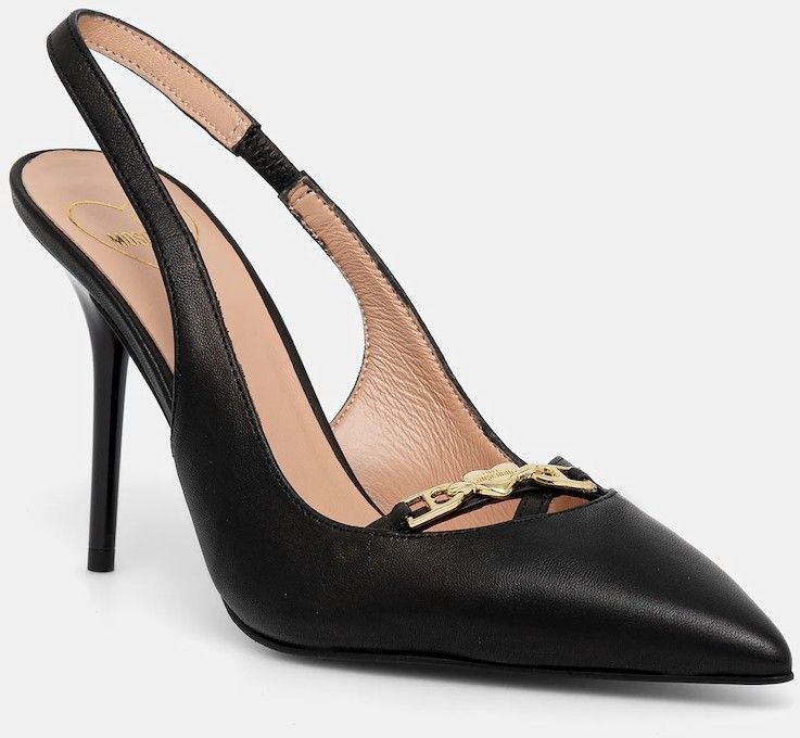 Kožené lodičky Love Moschino čierna farba, JA10309G1NIA0000