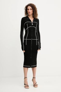 Šaty Patrizia Pepe čierna farba, midi, priliehavé, 8A1522 K265