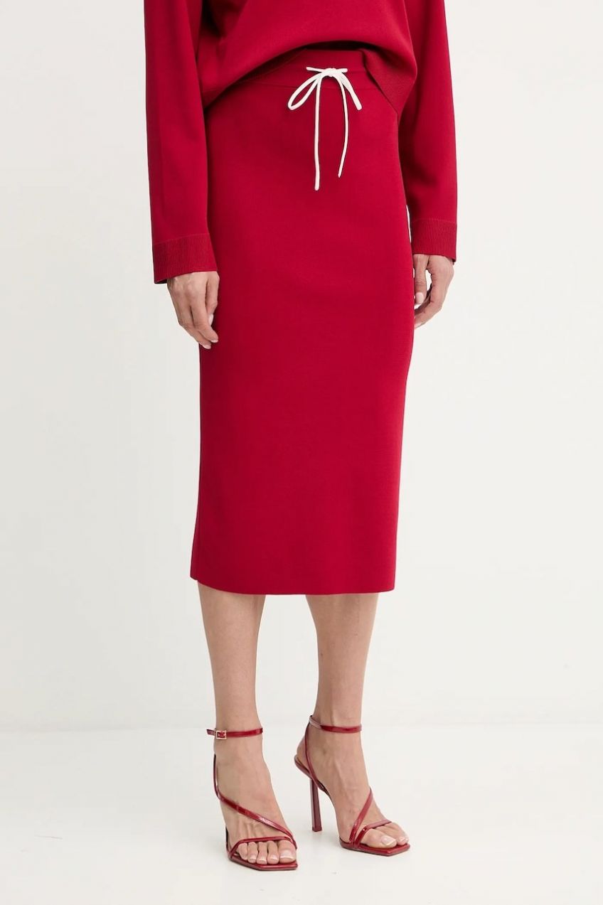 Sukňa Patrizia Pepe červená farba, maxi, puzdrová, 8G0468 K266