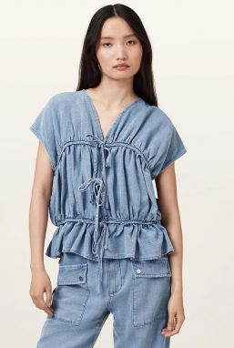 Blúzka AllSaints REMY modrá farba, W093PC