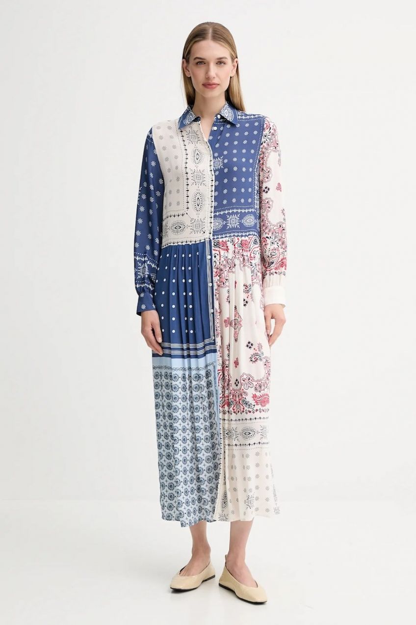 Šaty Weekend Max Mara ZUAI modrá farba, maxi, áčkový strih, 2525226031600
