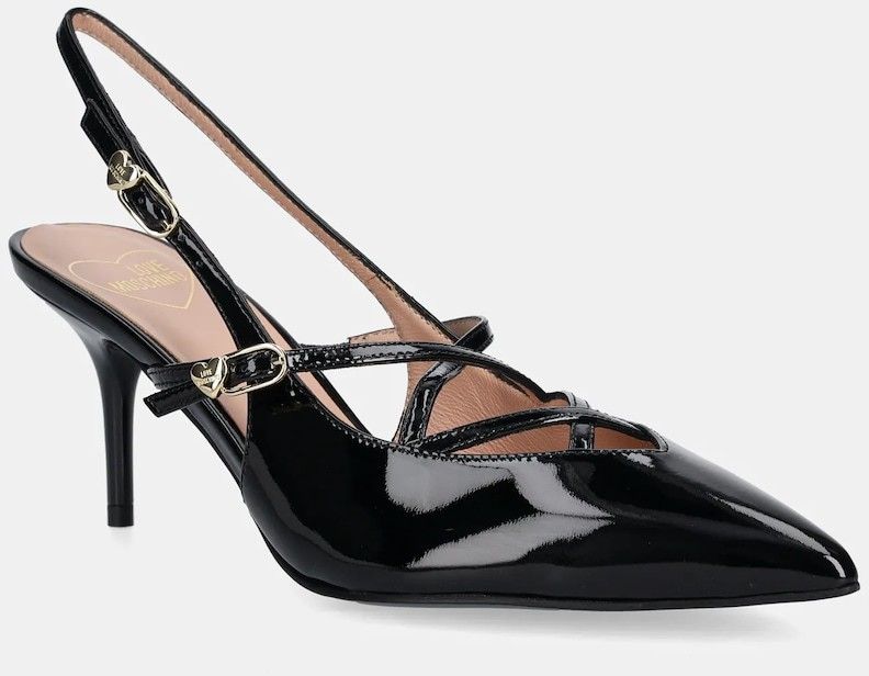 Kožené lodičky Love Moschino čierna farba, JA10287G1NIH0000