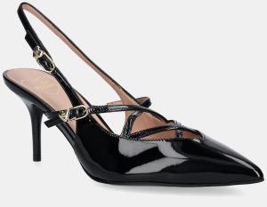 Kožené lodičky Love Moschino čierna farba, JA10287G1NIH0000
