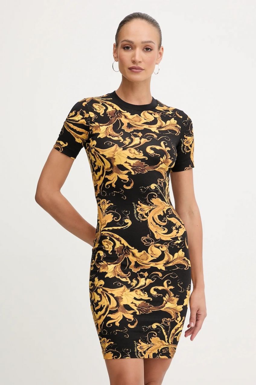 Šaty Versace Jeans Couture čierna farba, mini, priliehavé, 79HAO939 JS504
