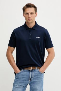 Polo tričko s dlhým rukávom Paul&Shark Knitwear tmavomodrá farba, jednofarebné, 99311004