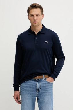 Bavlnené tričko s dlhým rukávom Paul&Shark Knitwear tmavomodrá farba, jednofarebné, 99311003