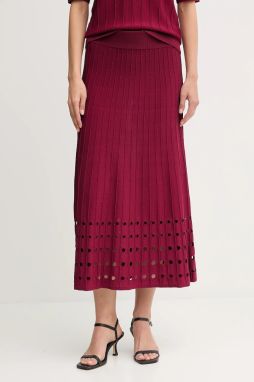Sukňa Dkny bordová farba, midi, áčkový strih, P5ERAX08